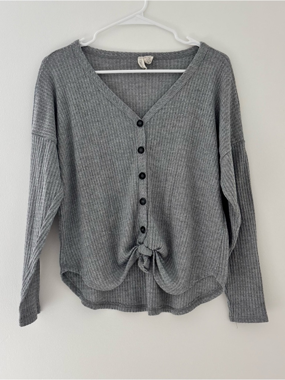 Tillys Grey Button Up Tie Front Cardigan